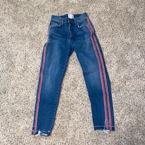 Revice Denim Straight Leg Jeans w/ Red Side Detail